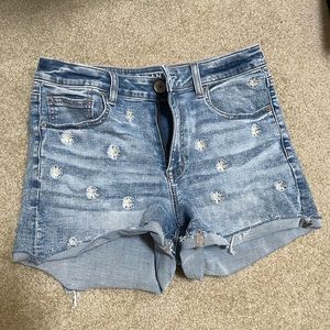 Embroidered Daisy Jean Shorts